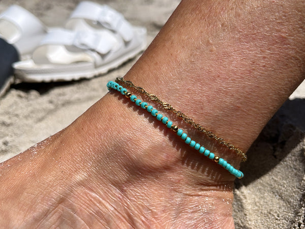 Cavigliera uncinetto vari colori con balls dorate