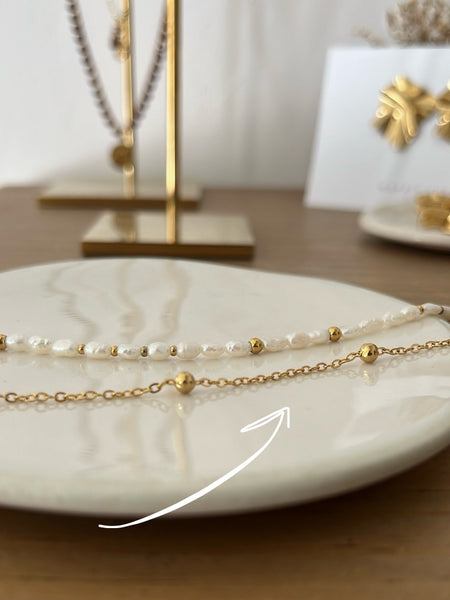 Cavigliera catena palline in acciaio