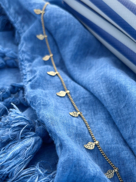 Cavigliera catena acciaio foglie