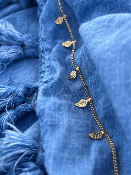 Cavigliera catena acciaio foglie