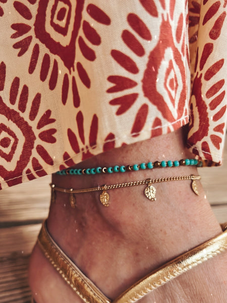 Cavigliera catena acciaio foglie