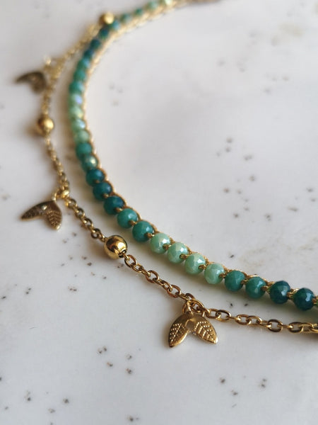 Braccialetto verde doppio