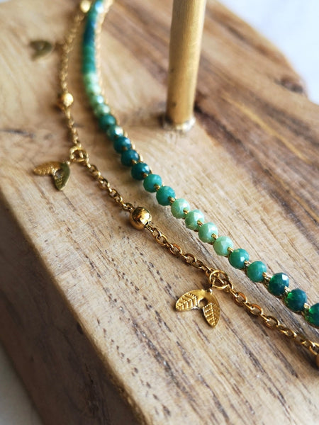 Braccialetto verde doppio