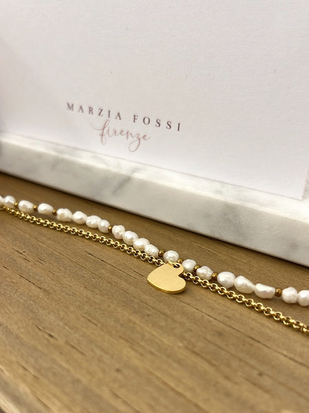 Braccialetto doppio perle di fiume