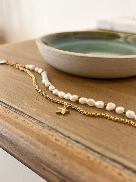 Braccialetto doppio perle di fiume