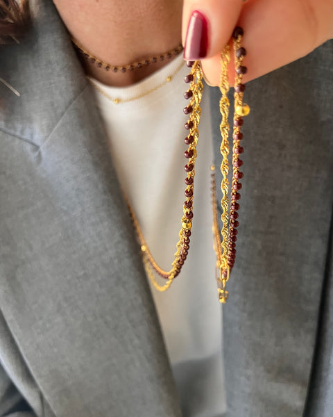 Collana Chocolate con balls dorate