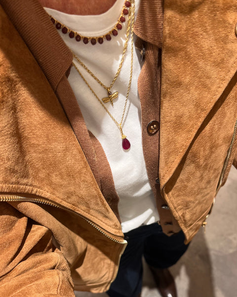 Collana goccia rubino intenso