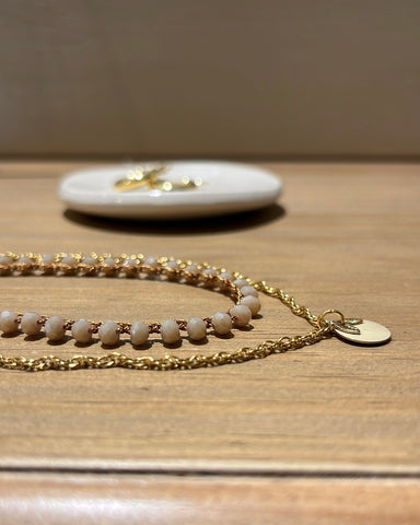 Girocollo doppio beige con ciondolo Candy