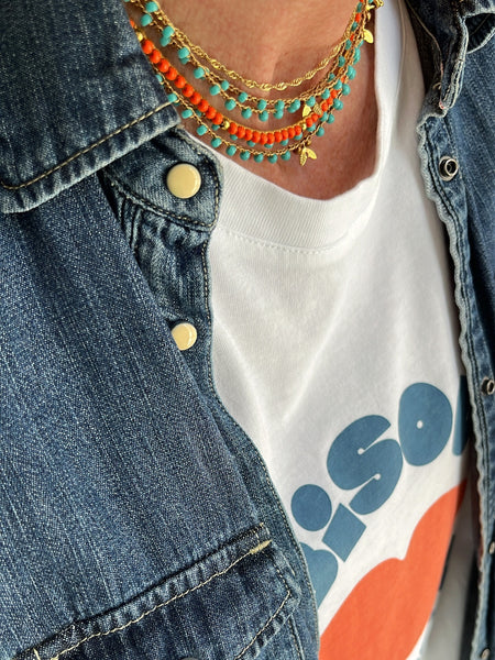 Collana turchese e charms dorati