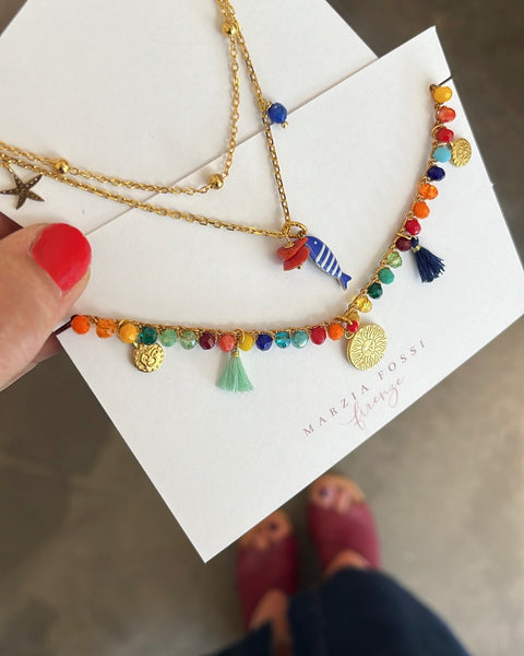 Girocollo multicolor con charms