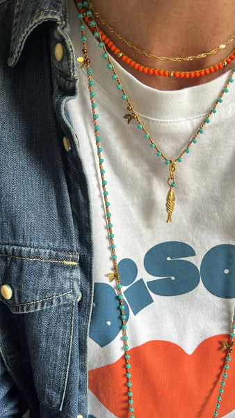 Collana turchese e charms dorati