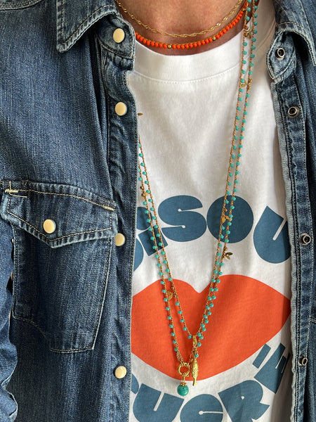 Collana turchese e charms dorati