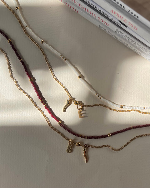 Girocolli Mini mini doppi + corno portafortuna e iniziale