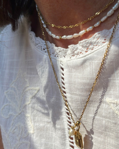 Girocollo micro perle di fiume e punti luce