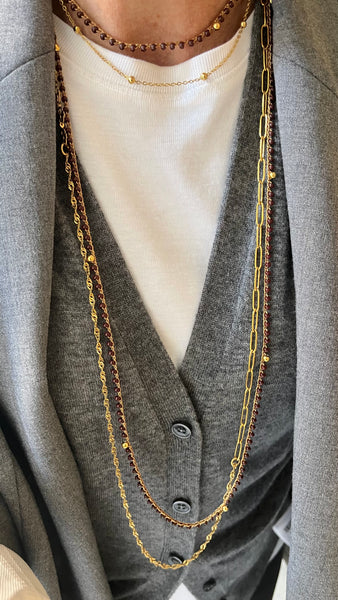 Collana Chocolate con balls dorate