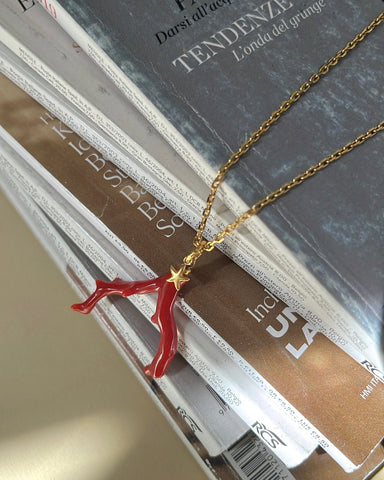 Collana ramo corallo naturale e stellina