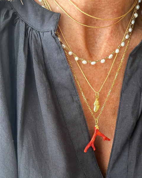 Collana ramo corallo naturale e stellina