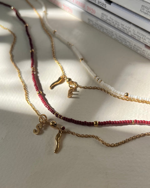 Girocolli Mini mini doppi + corno portafortuna e iniziale