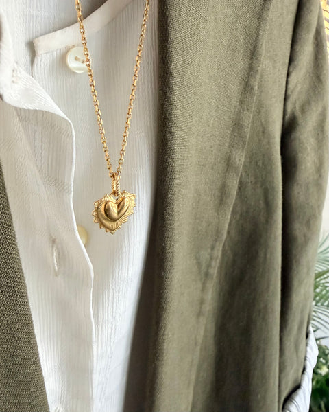 Collana charms Cuore Sacro stile bombato
