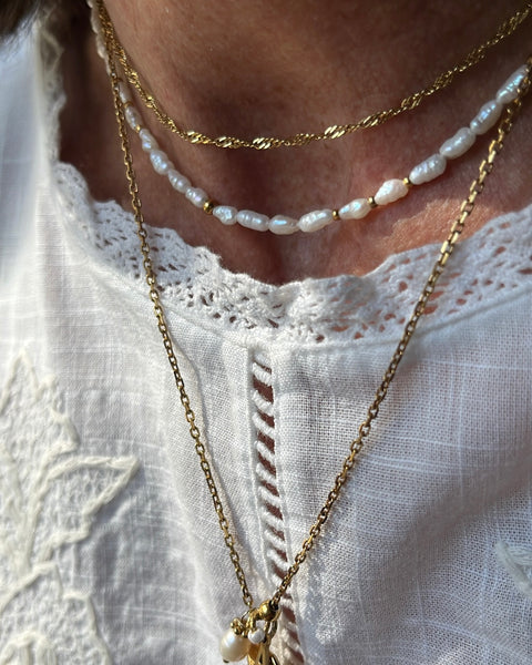 Girocollo micro perle di fiume e punti luce