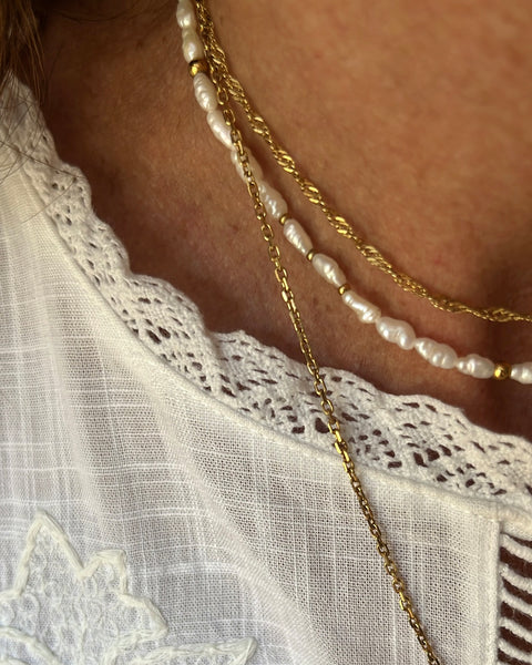 Girocollo micro perle di fiume e punti luce