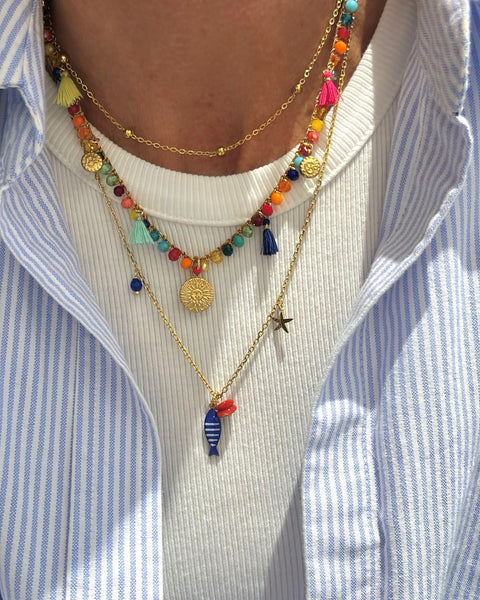Girocollo multicolor con charms