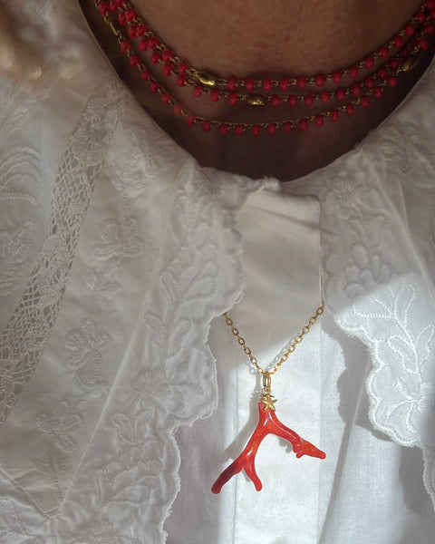 Collana ramo corallo naturale e stellina