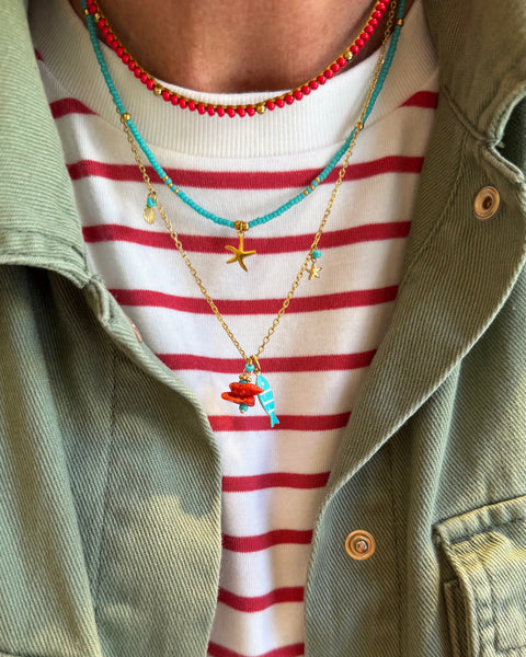 Girocollo mini mini turchese con stella marina