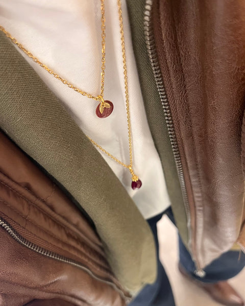 Collana goccia rubino intenso