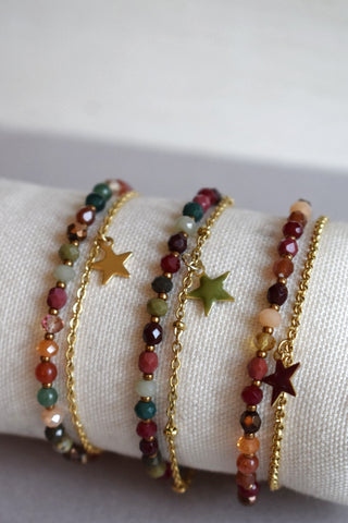 Braccialetti doppi pietre e cristalli con stella