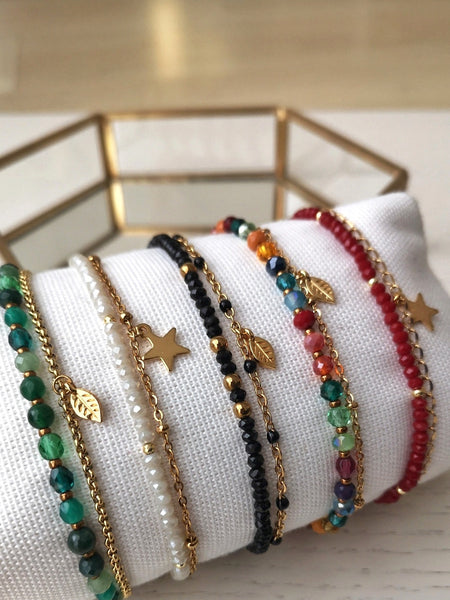 Braccialetti doppi pietre e cristalli con pendenti